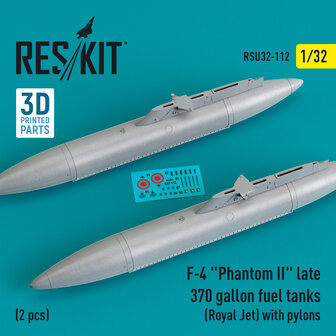RSU32-0112 - F-4 &quot;Phantom II&quot; late 370 gallon fuel tanks (Royal Jet) with pylons (2 pcs) - 1:32 - [RES/KIT]