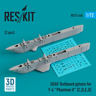 RS72-0448 - USAF Outboard pylons for F-4 &quot;Phantom II&quot; (C,D,E,G) (2 pcs) - 1:72 - [RES/KIT]