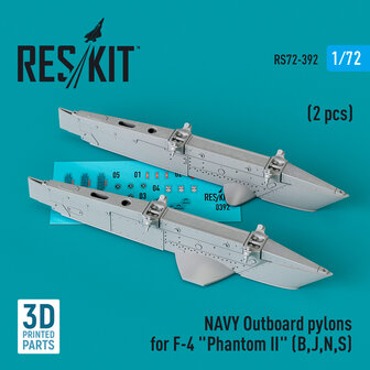 RS72-0392 - NAVY Outboard pylons for F-4 &quot;Phantom II&quot; (B,J,N,S) (2 pcs) - 1:72 - [RES/KIT]