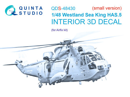 Quinta Studio QDS-48430 - Westland Sea King HAS.5 3D-Printed &amp; coloured Interior on decal paper (for Airfix kit) - Small Version - 1:48