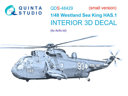 Quinta Studio QDS-48429 - Westland Sea King HAS.1 3D-Printed &amp; coloured Interior on decal paper (for Airfix kit) - Small Version - 1:48