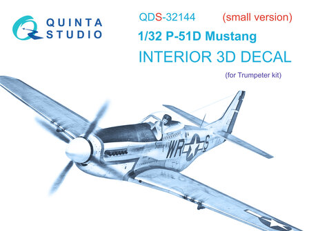 Quinta Studio QDS-32144 - P-51D Mustang 3D-Printed &amp; coloured Interior on decal paper (for Trumpeter kit) - Small Version - 1:32