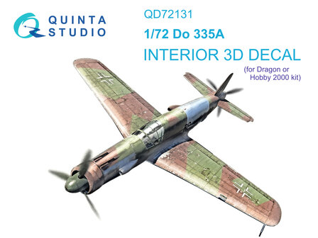 Quinta Studio QD72131 - Do 335A 3D-Printed &amp; coloured Interior on decal paper (for Dragon/Hobby2000 kit) - 1:72