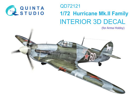 Quinta Studio QD72121 - Hurricane Mk.II family 3D-Printed &amp; coloured Interior on decal paper (for Arma Hobby kit) - 1:72