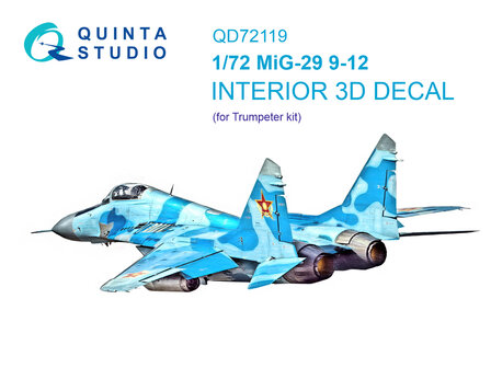Quinta Studio QD72119 - MiG-29 9-12 3D-Printed &amp; coloured Interior on decal paper (for Trumpeter kit) - 1:72