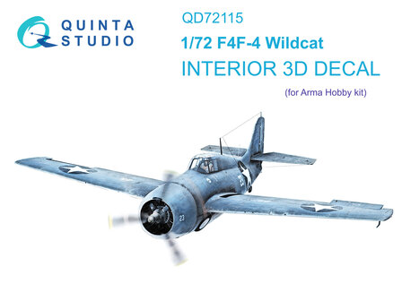 Quinta Studio QD72115 - F4F-4 Wildcat 3D-Printed &amp; coloured Interior on decal paper (for Arma Hobby kit) - 1:72