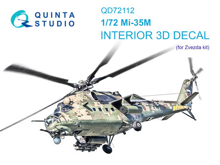 Quinta Studio QD72112 - Mi-35M 3D-Printed &amp; coloured Interior on decal paper (for Zvezda kit) - 1:72
