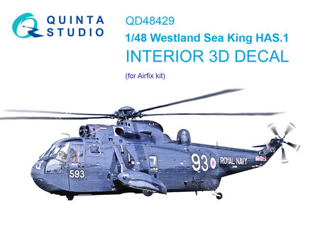 Quinta Studio QD48429 - Westland Sea King HAS.1 3D-Printed &amp; coloured Interior on decal paper (for Airfix kit) - 1:48