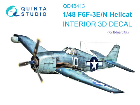 Quinta Studio QD48413 - F6F-3E/N Hellcat 3D-Printed &amp; coloured Interior on decal paper (for Eduard kit) - 1:48
