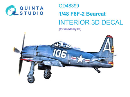 Quinta Studio QD48399 - F8F-2 Bearcat 3D-Printed &amp; coloured Interior on decal paper (for Academy kit) - 1:48