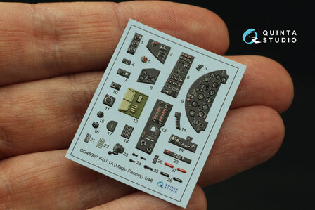 Quinta Studio QD48367 - F4U-1A 3D-Printed &amp; coloured Interior on decal paper (for Magic Factory kit) - 1:48