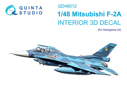 Quinta Studio QD48012 - Mitsubishi F-2A 3D-Printed &amp; coloured Interior on decal paper (for Hasegawa kit) - 1:48