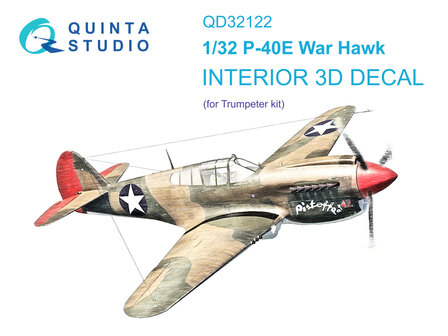 Quinta Studio QD32122 - P-40E War Hawk 3D-Printed &amp; coloured Interior on decal paper (for Trumpeter kit) - 1:32