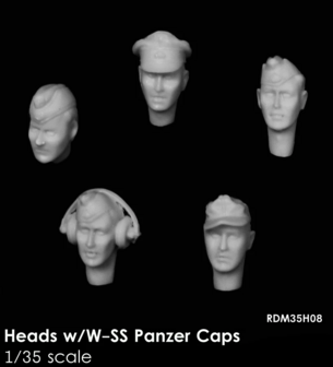 RDM35H08 - Heads w/W-SS Panzer Caps - 1:35 - [RADO Miniatures]