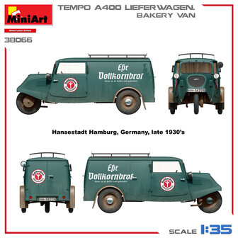 MiniArt 38066 - Tempo A400 Lieferwagen. Bakery Van - 1:35