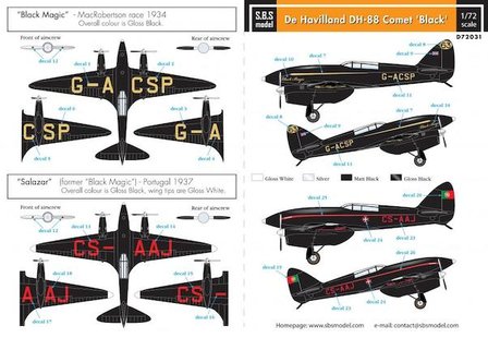 S.B.S. model  D72031 De Havilland DH-88 Comet &#039;Black&#039;