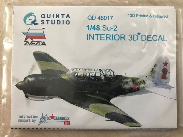 Quinta Studio QD48017 - Su-2  3D-Printed & coloured Interior on decal paper, advanced skill - 1:48