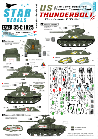 Star Decals 35-C1025 US Thunderbolt V/VI/VII