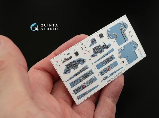 Quinta Studio QD48062 - Su-27UB  3D-Printed & coloured Interior on decal paper  (for G.W.H. kit) - 1:48