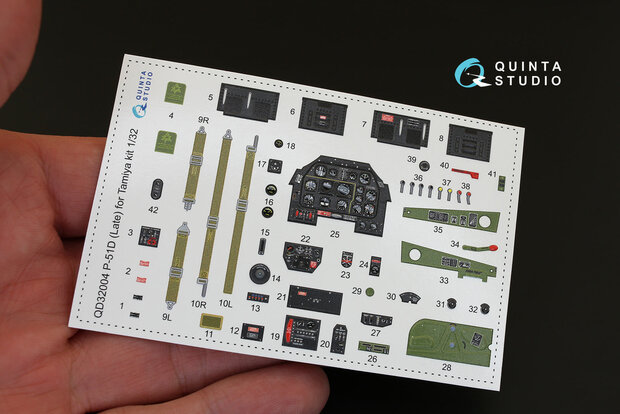 Quinta Studio QD32004 - P-51D Late Mustang  3D-Printed & coloured Interior on decal paper  (for Tamiya kit) - 1:32