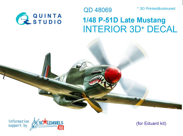 Quinta Studio QD48069 - P-51D Late Mustang  3D-Printed & coloured Interior on decal paper  (for Eduard kit) - 1:48