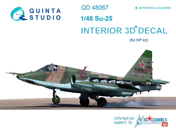 Quinta Studio QD48067 - Su-25  3D-Printed & coloured Interior on decal paper  (for Kopro kit) - 1:48