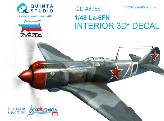 Quinta Studio QD48066 - La-5FN  3D-Printed & coloured Interior on decal paper - 1:48