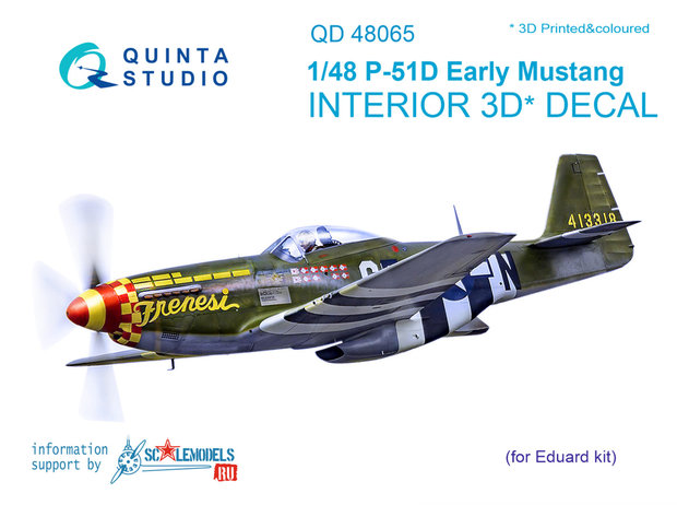 Quinta Studio QD48065 - P-51D Early Mustang  3D-Printed & coloured Interior on decal paper (for Eduard kit) - 1:48