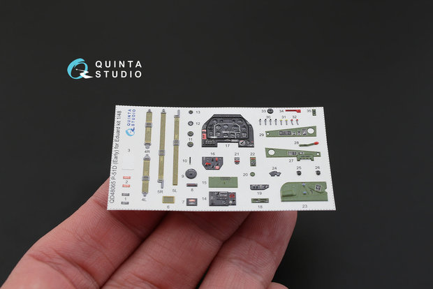 Quinta Studio QD48065 - P-51D Early Mustang  3D-Printed & coloured Interior on decal paper (for Eduard kit) - 1:48