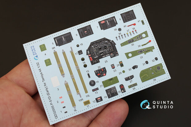 Quinta Studio QD32005 - P-51D (Early)  3D-Printed & coloured Interior on decal paper  (for Tamiya kit) - 1:32
