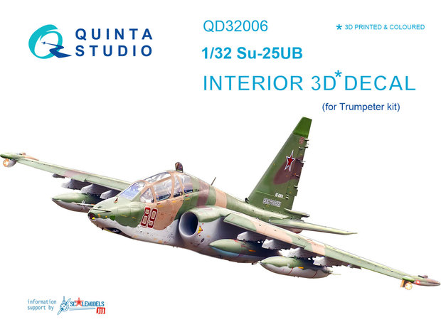 Quinta Studio QD32006 - Su-25UB  3D-Printed & coloured Interior on decal paper  (for Trumpeter kit) - 1:32