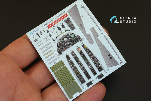 Quinta Studio QD32008 - A-10A  3D-Printed & coloured Interior on decal paper  (for Trumpeter kit) - 1:32