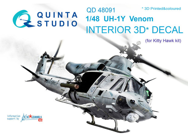 Quinta Studio QD48091 - UH-1Y Venom  3D-Printed & coloured Interior on decal paper  (for Kitty Hawk kit) - 1:48