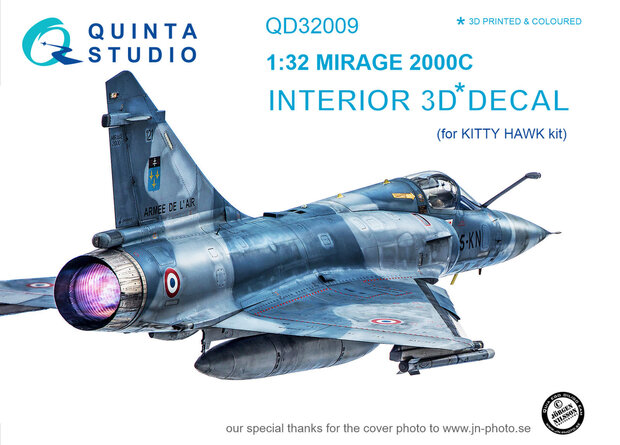 Quinta Studio QD32009 - Mirage 2000C  3D-Printed & coloured Interior on decal paper  (for Kitty Hawk kit) - 1:32