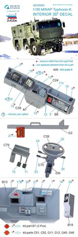 Quinta Studio QD35005 - MRAP Typhoon-K  3D-Printed & coloured Interior on decal paper (for Zvezda kit) - 1:35