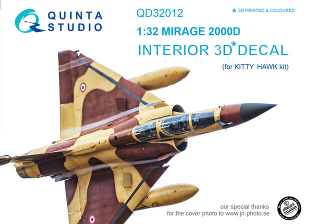 Quinta Studio QD32012 - Mirage 2000D 3D-Printed & coloured Interior on decal paper (for Kitty Hawk  kit) - 1:32