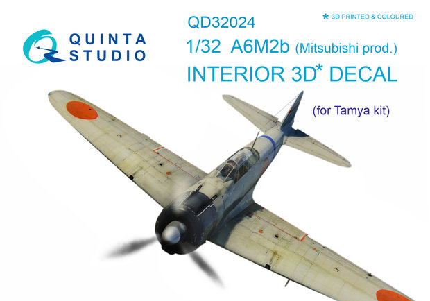 Quinta Studio QD32024 - A6M2b (Mitsubishi prod.) 3D-Printed & coloured Interior on decal paper (for Tamiya kit) - 1:32