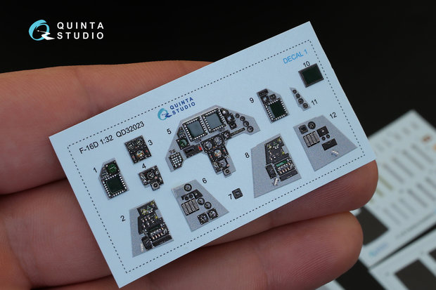 Quinta Studio QD32023 - F-16D 3D-Printed & coloured Interior on decal paper (for Academy kit) - 1:32