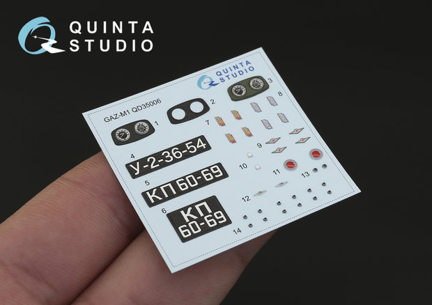 Quinta Studio QD35006 - GAZ-M1 3D-Printed & coloured Interior on decal paper (for Zvezda kits) - 1:35