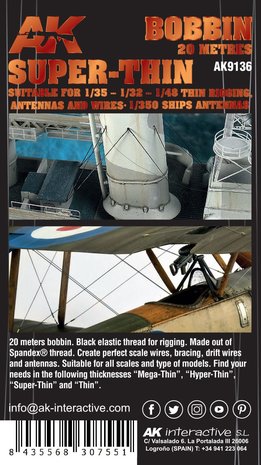 AK9136 - Elastic Rigging Bobbin Super-Thin (suitable for 1:35/ 1:32 / 1:48 / 1:350) - [AK Interactive]