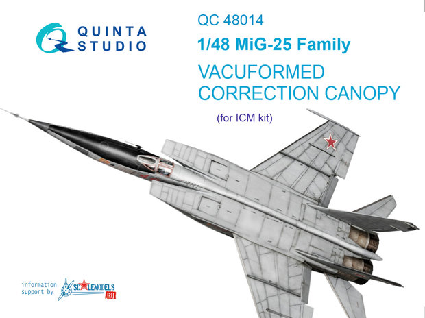 Quinta Studio QC48014 - MiG-25 correction vacuformed clear canopy (for ICM kit) - 1:48