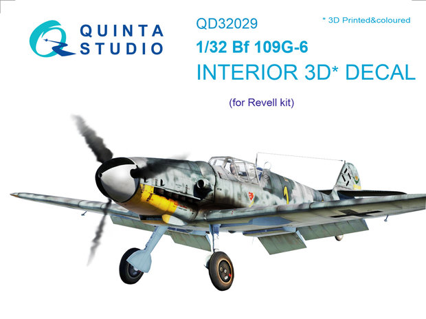 Quinta Studio QD32029 - Bf 109G-6 3D-Printed & coloured Interior on decal paper (for Revell kit) - 1:32