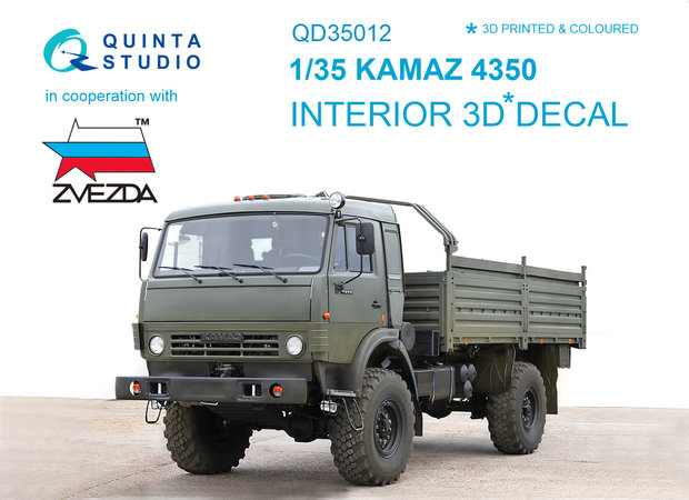 Quinta Studio QD35012 - KAMAZ 4350 Mustang Family 3D-Printed & coloured Interior on decal paper (for Zvezda kits) - 1:35