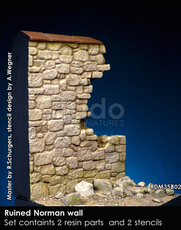 RDM35B02 - Ruined Norman Wall - 1:35 - [RADO Miniatures]