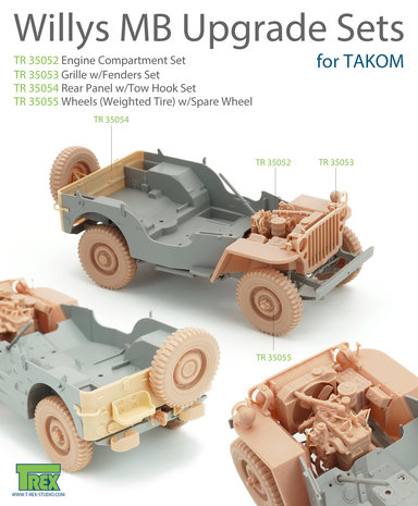 TR35054 - Willys MB Rear Panel w/Tow Hook Set for TAKOM - 1:35 - [T-Rex Studio]