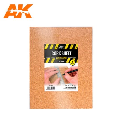 AK8046 - Cork Sheet - Fine Grained 200 x 300 x 1 mm - [ AK Interactive ]