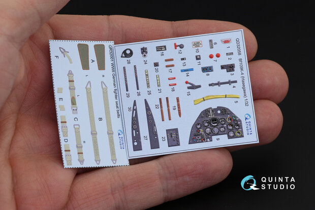 Quinta Studio QD32058 - Bf 109K-4 3D-Printed & coloured Interior on decal paper (for Hasegawa kit) - 1:32