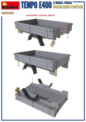 MiniArt 38025 - Tempo E400 Hochlader Pritsche 3-Wheel Truck - 1:35