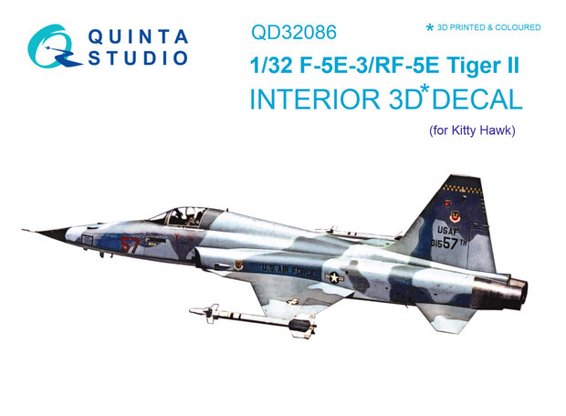 Quinta Studio QD32086 -  F-5E-3/RF-5E 3D-Printed & coloured Interior on decal paper (for KittyHawk kit) - 1:32