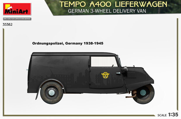 MiniArt 35382 - Tempo A400 Lieferwagen. German 3-Wheel Delivery Van - 1:35